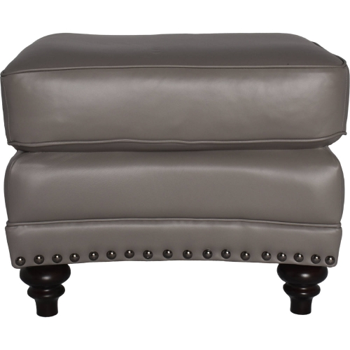 Victoria Ottoman in Grey Top Grain Leather